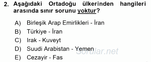 Modern Ortadoğu Tarihi 2016 - 2017 Ara Sınavı 2.Soru