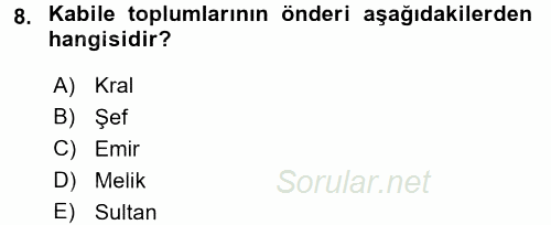 Modern Ortadoğu Tarihi 2016 - 2017 Ara Sınavı 8.Soru