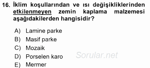 Mağaza Atmosferi 2016 - 2017 Ara Sınavı 16.Soru
