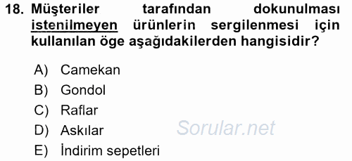 Mağaza Atmosferi 2016 - 2017 Ara Sınavı 18.Soru