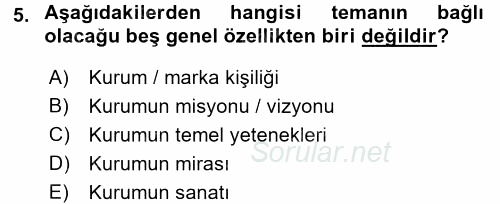 Mağaza Atmosferi 2016 - 2017 Ara Sınavı 5.Soru