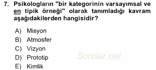 Mağaza Atmosferi 2016 - 2017 Ara Sınavı 7.Soru