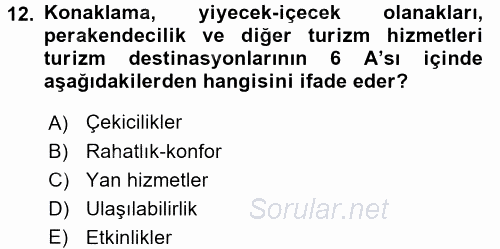 Konaklama Hizmetlerinde Kalite Yönetimi 2015 - 2016 Dönem Sonu Sınavı 12.Soru