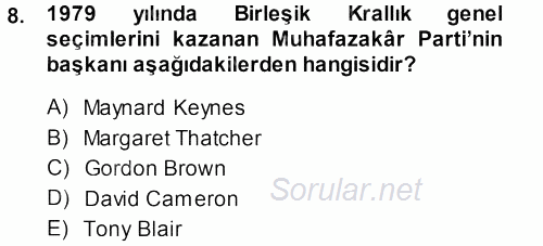 Karşılaştırmalı Siyasal Sistemler 2013 - 2014 Ara Sınavı 8.Soru