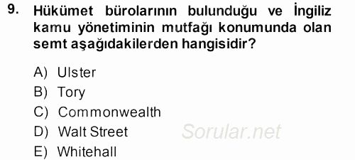 Karşılaştırmalı Siyasal Sistemler 2013 - 2014 Ara Sınavı 9.Soru