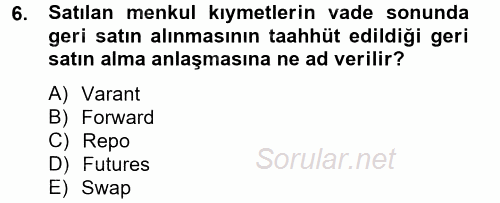 Portföy Yönetimi 2014 - 2015 Ara Sınavı 6.Soru