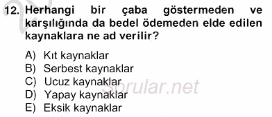 Turizm Ekonomisi 2012 - 2013 Ara Sınavı 12.Soru