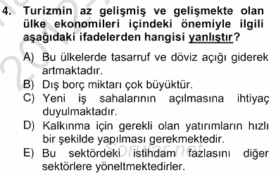 Turizm Ekonomisi 2012 - 2013 Ara Sınavı 4.Soru