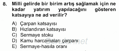 Turizm Ekonomisi 2012 - 2013 Ara Sınavı 8.Soru