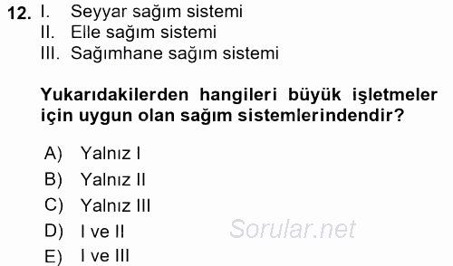 Doğum Bilgisi ve Suni Tohumlama 2016 - 2017 Dönem Sonu Sınavı 12.Soru