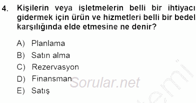 Tur Planlaması ve Yönetimi 2014 - 2015 Ara Sınavı 4.Soru