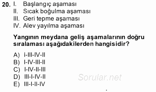 Özel Güvenlik Hizmetlerinde Güvenlik Önlemleri 2014 - 2015 Dönem Sonu Sınavı 20.Soru