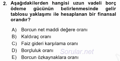 Mali Analiz 2016 - 2017 3 Ders Sınavı 2.Soru