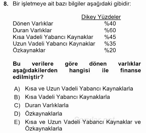 Mali Analiz 2016 - 2017 3 Ders Sınavı 8.Soru