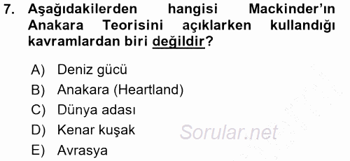 Uluslararası İlişkiler Kuramları 1 2015 - 2016 Ara Sınavı 7.Soru