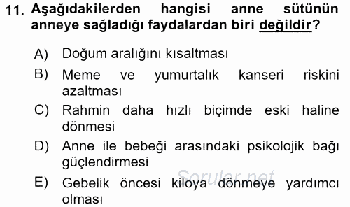 Aile Sağlığı 2016 - 2017 Dönem Sonu Sınavı 11.Soru