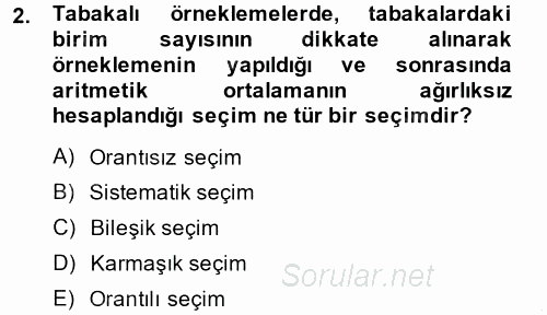 Coğrafi Bilgi Sistemleri İçin Temel İstatistik 2014 - 2015 Ara Sınavı 2.Soru
