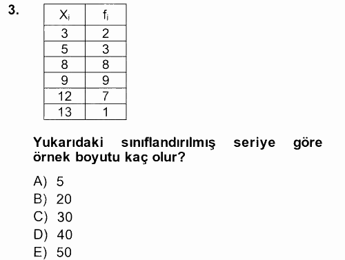 Coğrafi Bilgi Sistemleri İçin Temel İstatistik 2014 - 2015 Ara Sınavı 3.Soru