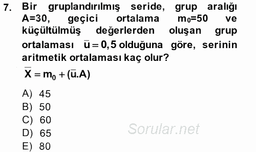 Coğrafi Bilgi Sistemleri İçin Temel İstatistik 2014 - 2015 Ara Sınavı 7.Soru