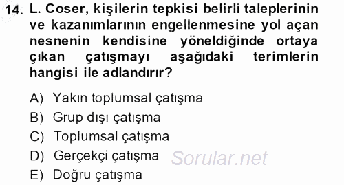 Modern Sosyoloji Tarihi 2014 - 2015 Ara Sınavı 14.Soru