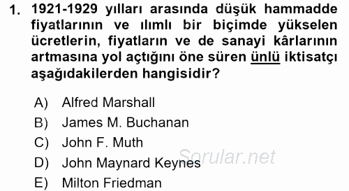 Siyasi Tarih 2 2017 - 2018 Ara Sınavı 1.Soru