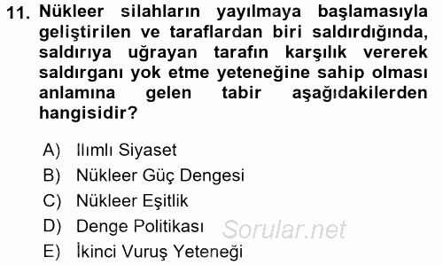 Siyasi Tarih 2 2017 - 2018 Ara Sınavı 11.Soru