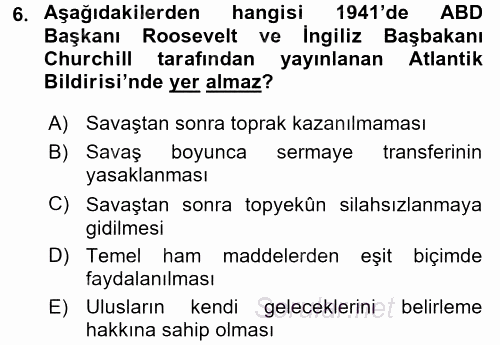 Siyasi Tarih 2 2017 - 2018 Ara Sınavı 6.Soru