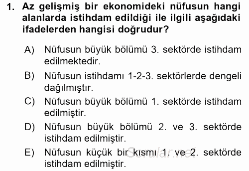 Ekonominin Güncel Sorunları 2017 - 2018 3 Ders Sınavı 1.Soru