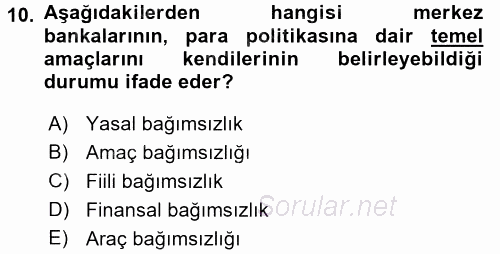 Ekonominin Güncel Sorunları 2017 - 2018 3 Ders Sınavı 10.Soru