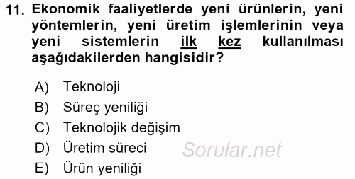 Ekonominin Güncel Sorunları 2017 - 2018 3 Ders Sınavı 11.Soru