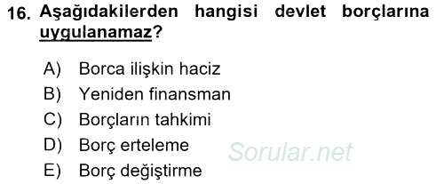 Ekonominin Güncel Sorunları 2017 - 2018 3 Ders Sınavı 16.Soru