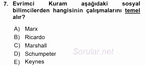 Ekonominin Güncel Sorunları 2017 - 2018 3 Ders Sınavı 7.Soru