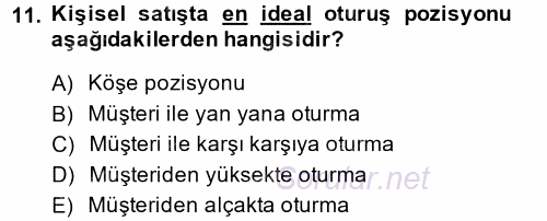 Kişisel Satış Teknikleri 2014 - 2015 Ara Sınavı 11.Soru