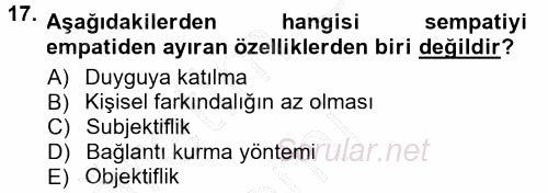 Halkla İlişkiler Ve İletişim 2012 - 2013 Dönem Sonu Sınavı 17.Soru