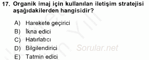 Destinasyon Yönetimi 2016 - 2017 3 Ders Sınavı 17.Soru