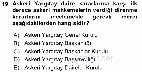 Yargı Örgütü Ve Tebligat Hukuku 2016 - 2017 Ara Sınavı 19.Soru