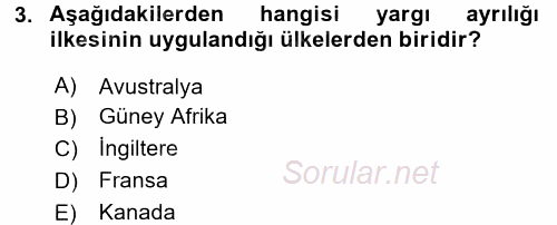 Yargı Örgütü Ve Tebligat Hukuku 2016 - 2017 Ara Sınavı 3.Soru