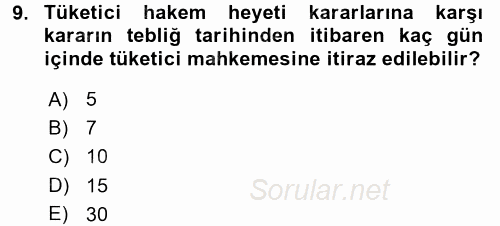 Yargı Örgütü Ve Tebligat Hukuku 2016 - 2017 Ara Sınavı 9.Soru
