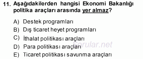 Dış Ticaret İşlemleri 2014 - 2015 Dönem Sonu Sınavı 11.Soru