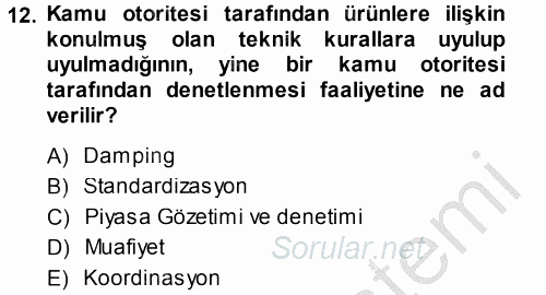 Dış Ticaret İşlemleri 2014 - 2015 Dönem Sonu Sınavı 12.Soru