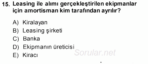 Dış Ticaret İşlemleri 2014 - 2015 Dönem Sonu Sınavı 15.Soru