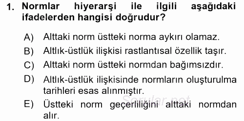 Veteriner Hizmetleri Mevzuatı ve Etik 2017 - 2018 Ara Sınavı 1.Soru