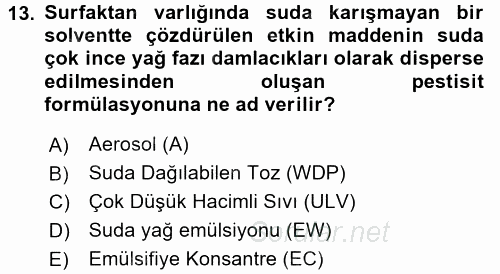 Temel Veteriner Farmakoloji ve Toksikoloji 2017 - 2018 Dönem Sonu Sınavı 13.Soru