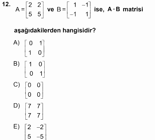 Genel Matematik 2012 - 2013 Dönem Sonu Sınavı 12.Soru