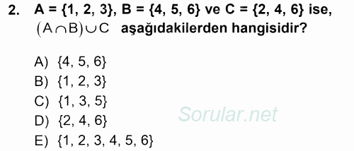 Genel Matematik 2012 - 2013 Dönem Sonu Sınavı 2.Soru