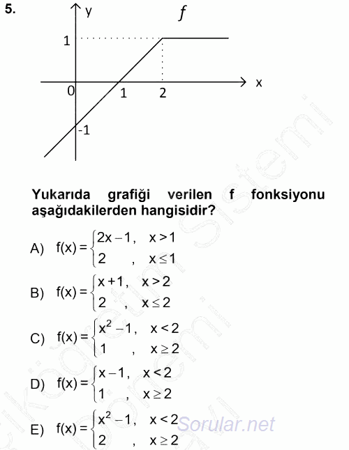 Genel Matematik 2012 - 2013 Dönem Sonu Sınavı 5.Soru