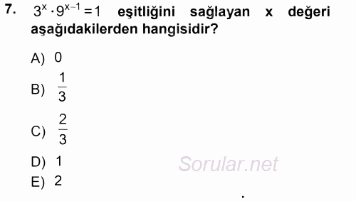 Genel Matematik 2012 - 2013 Dönem Sonu Sınavı 7.Soru