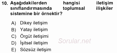 Halkla İlişkiler Yazarlığı 2017 - 2018 Ara Sınavı 10.Soru