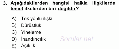 Halkla İlişkiler Yazarlığı 2017 - 2018 Ara Sınavı 3.Soru