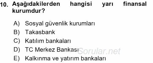 Finansal Yönetim 1 2015 - 2016 Ara Sınavı 10.Soru